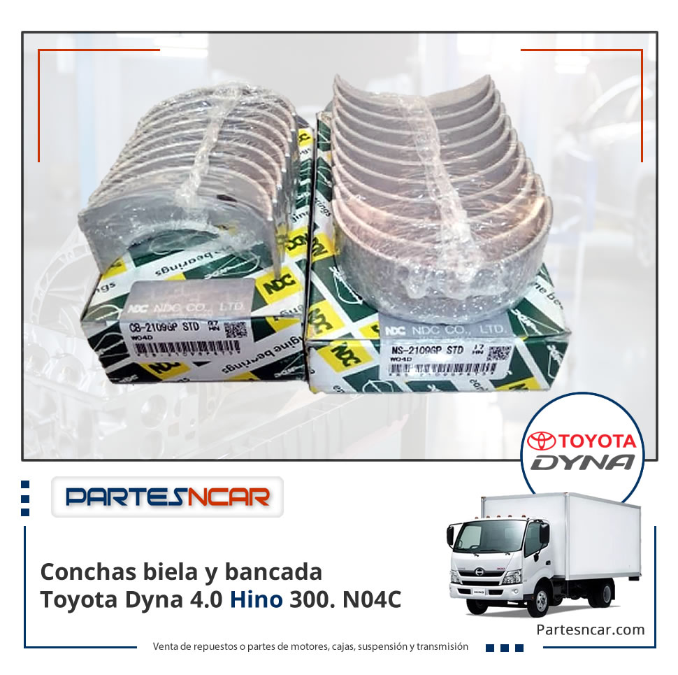 Conchas biela y bancada Toyota Dyna 4.0 Hino 300. N04C.