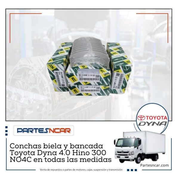 Conchas biela y bancada Toyota Dyna 4.0 Hino 300 NO4C en todas las medidas